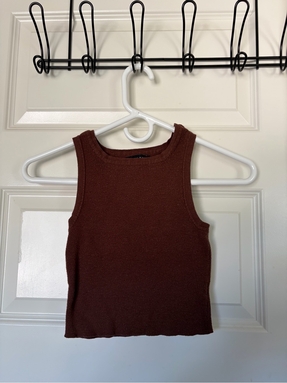 Kendall & Kylie Chocolate Brown Ribbed Tank